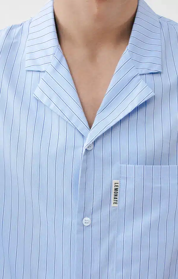 Striped Cuban Collar Shirt Blue Ray Menstore