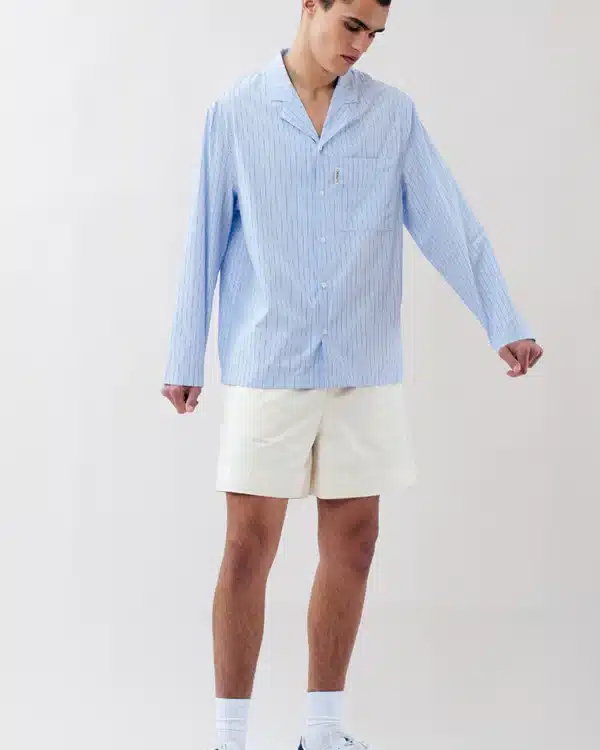 Striped Cuban Collar Shirt Blue Ray Menstore