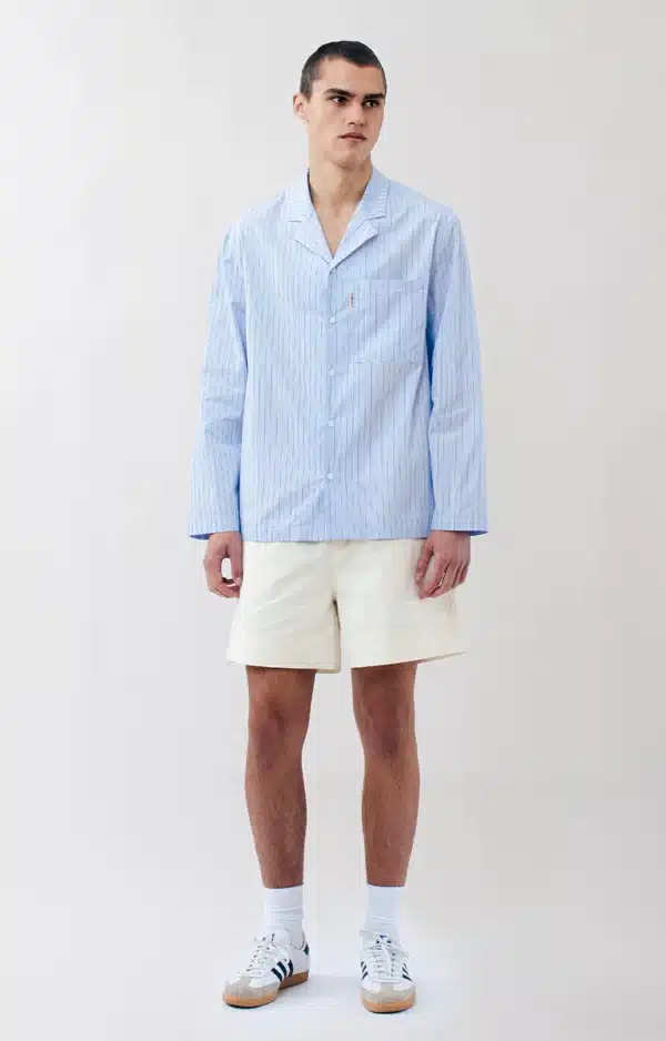 Striped Cuban Collar Shirt Blue Ray Menstore